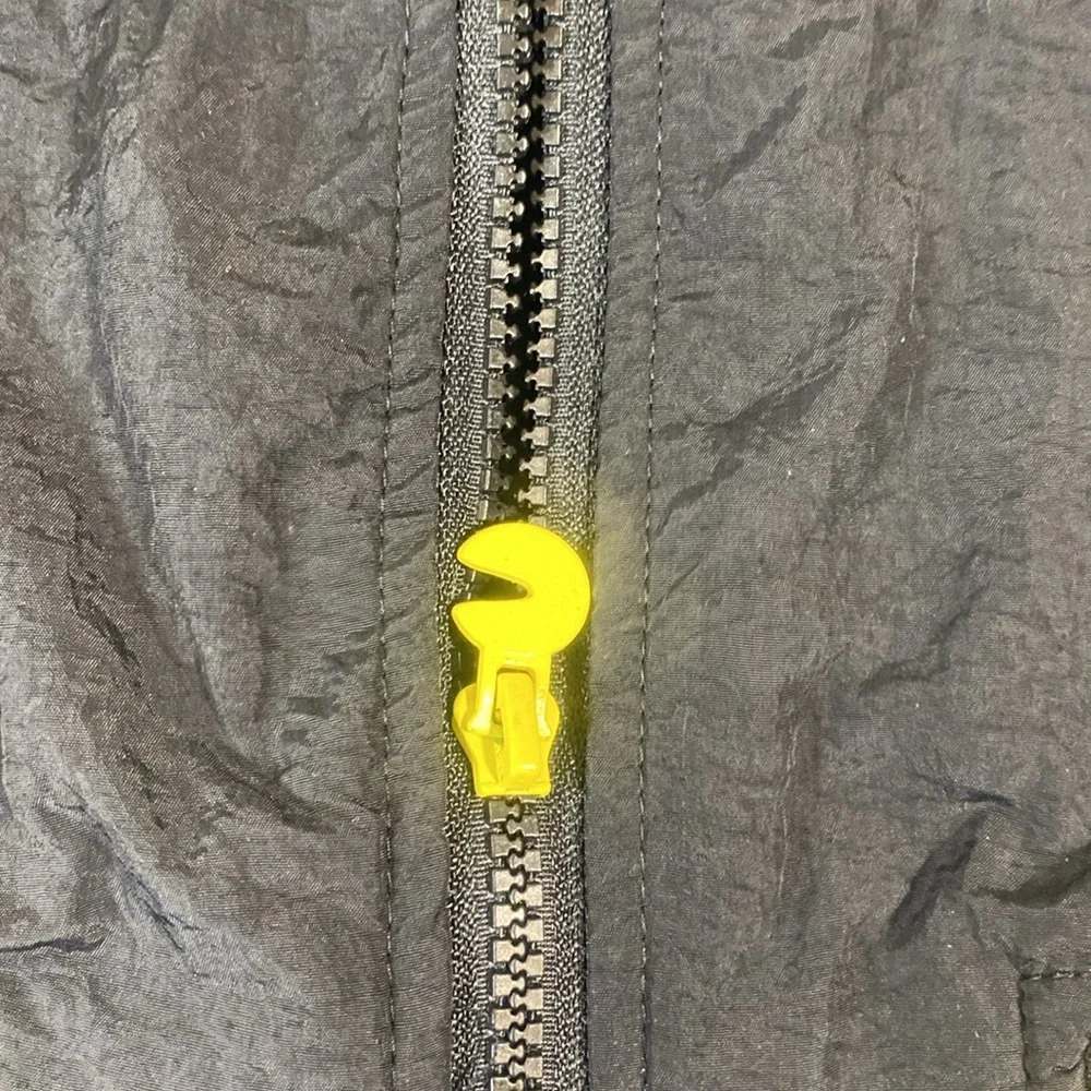 Justice Black and‎ Yellow Nylon Jacket with Pac-Man Graphic Embroidered